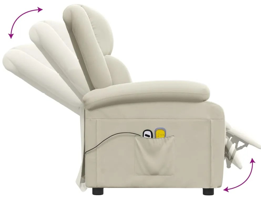 Poltrona de massagens elétrica veludo creme