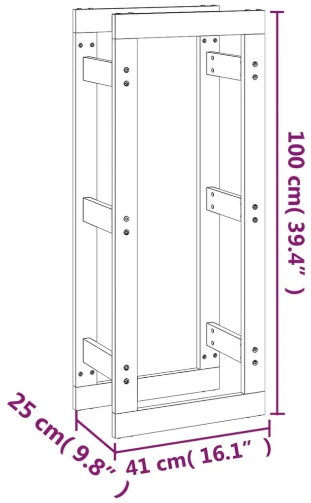 Suporte para lenha 41x25x100 cm pinho maciço branco