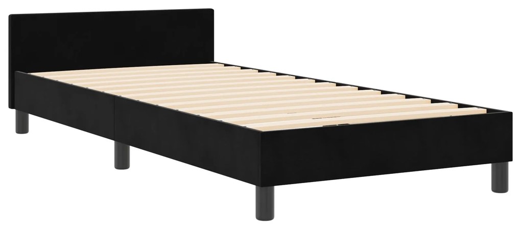Estrutura de Cama Preta 90x190 cm Veludo