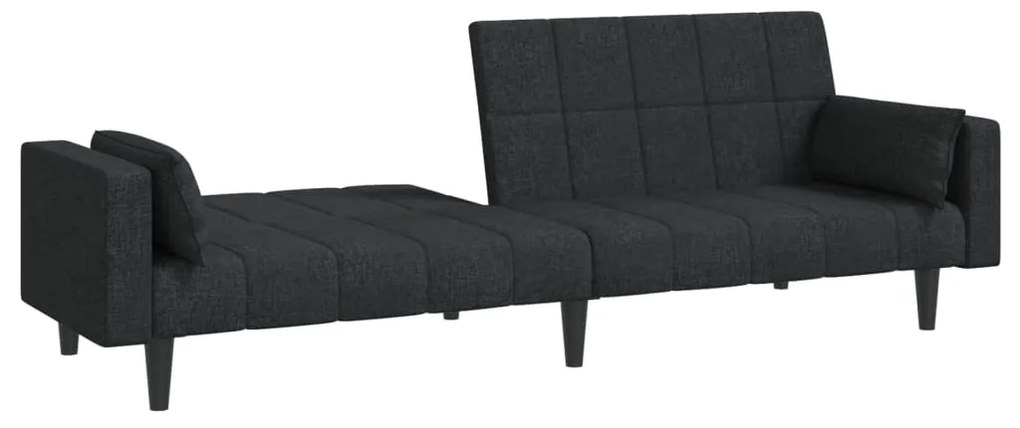 Sofá-cama 2 lugares com duas almofadas tecido preto