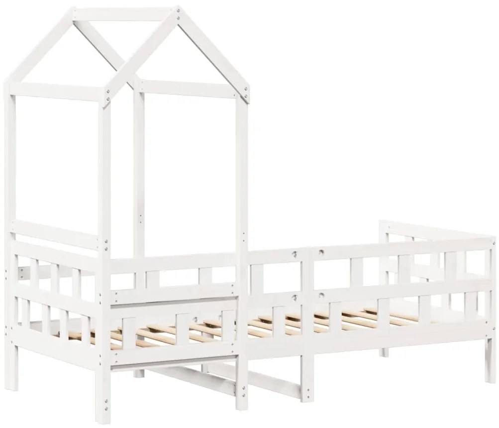 Sofá-cama com telhado 80x200 cm madeira de pinho maciça branco