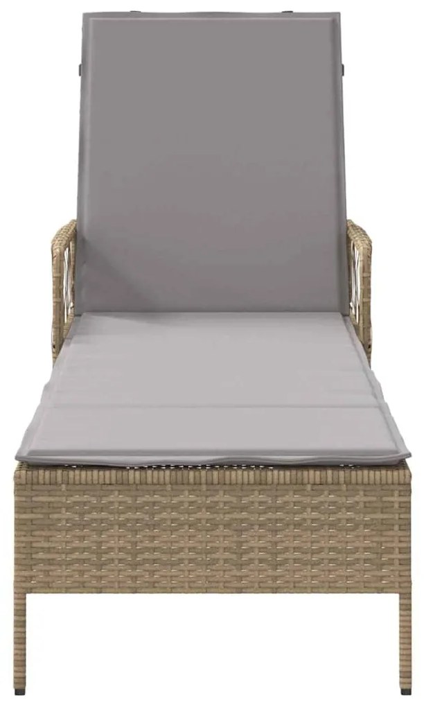 Espreguiçadeira Bege e cinza claro Rattan PE 157 x 55 x 92 cm