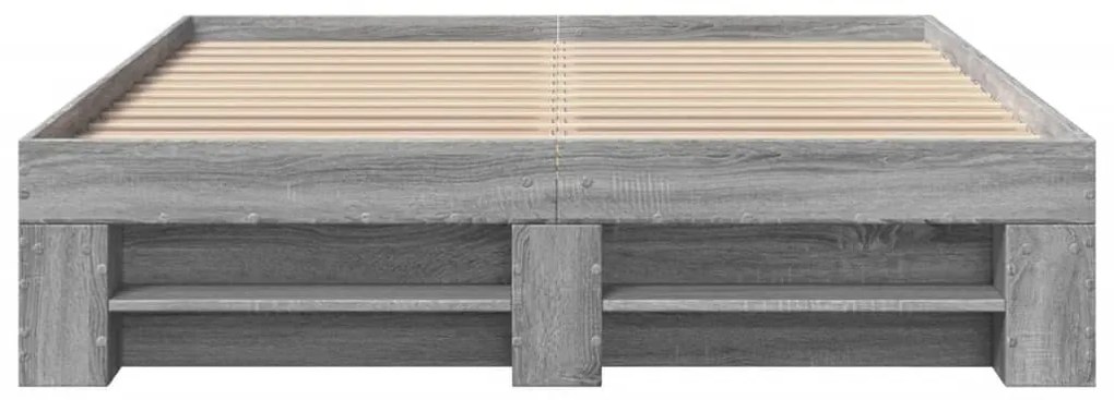 Estrutura de cama 135x190 cm derivados de madeira cinza sonoma