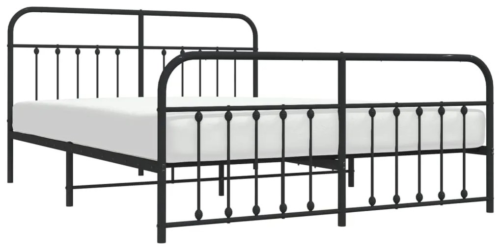 Estrutura de cama com cabeceira e pés 180x200 cm metal preto