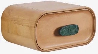 Mesinha De Cabeceira Flutuante 50x35 Cm Em Madeira De Manga E Pedra Natural Kivalina Mármore Verde Udaipur - Madeira De Mangueira - Sklum