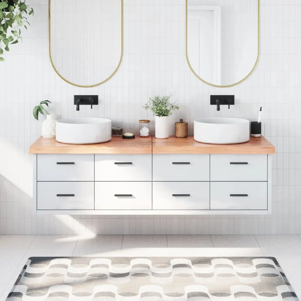 vidaXL Bancada p/ WC 180x50x(2-6) cm madeira maciça tratada castanho