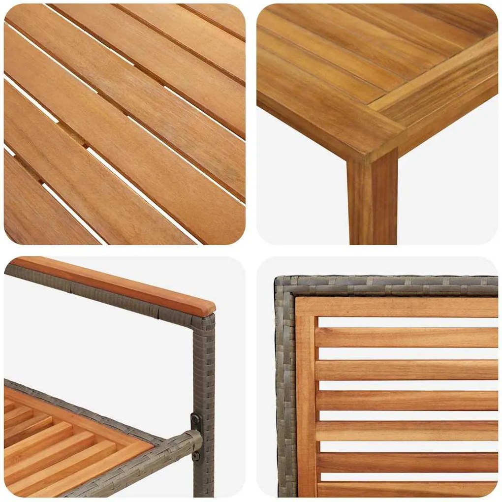 Conjunto de Jantar para Jardim 3 pcs Cinzeto 85 x 85 x 74 cm