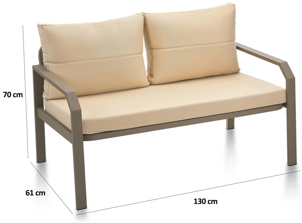 Conjunto de Lounge de Jardim Arya – Sofá de 2 Lugares, 2 Poltronas Ind
