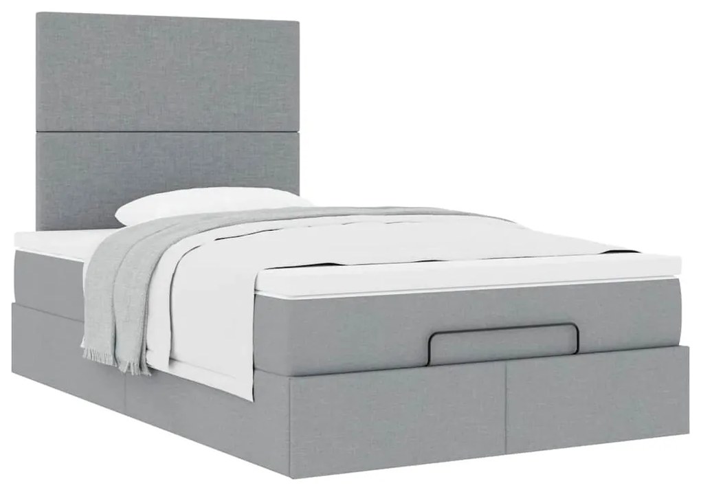 Estrutura cama otomana colchão 120x200 cm tecido cinzento claro