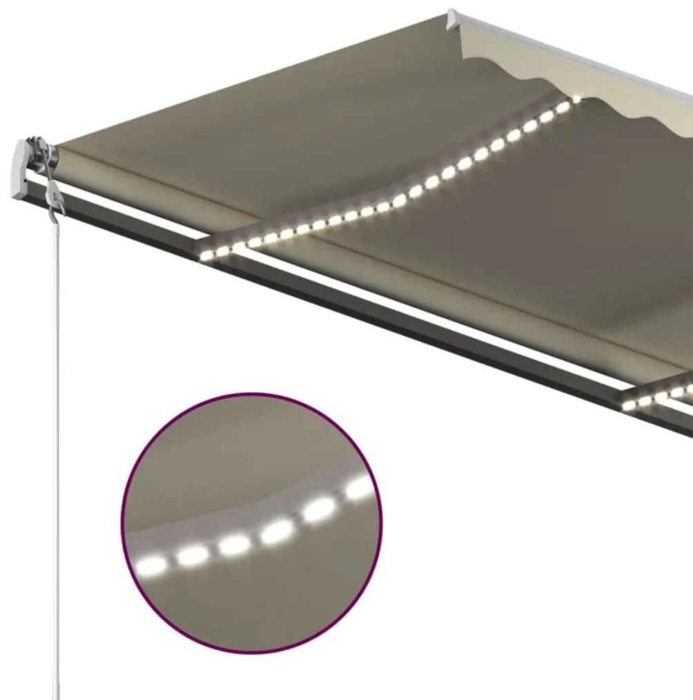 Toldo retrátil manual com LED 400x350 cm cor creme