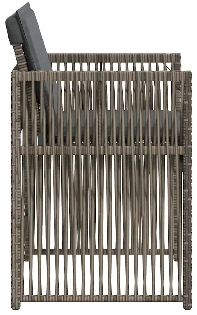 Cadeiras de jardim com almofadões 4 pcs vime PE cinzento