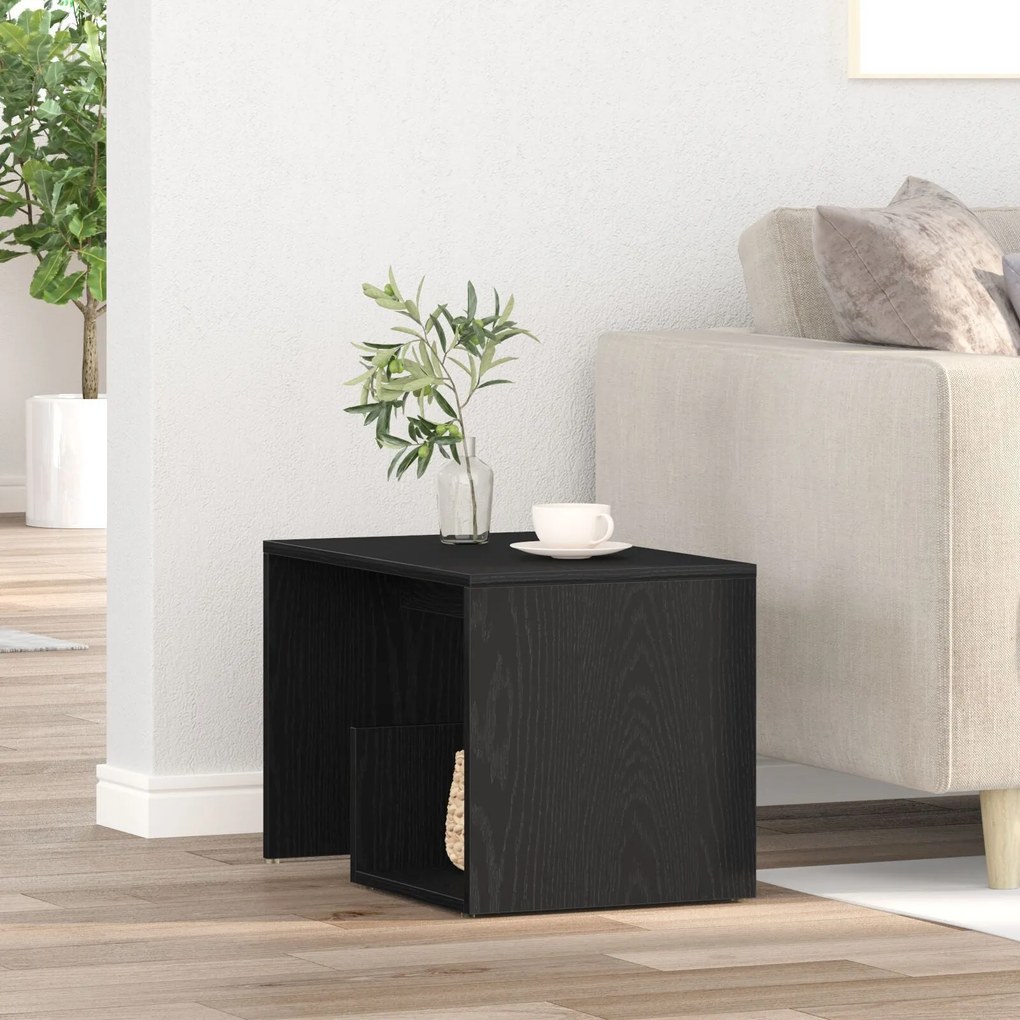 Mesa de Apoio vidaXL Preta em Madeira de Carvalho 59x36x38 cm