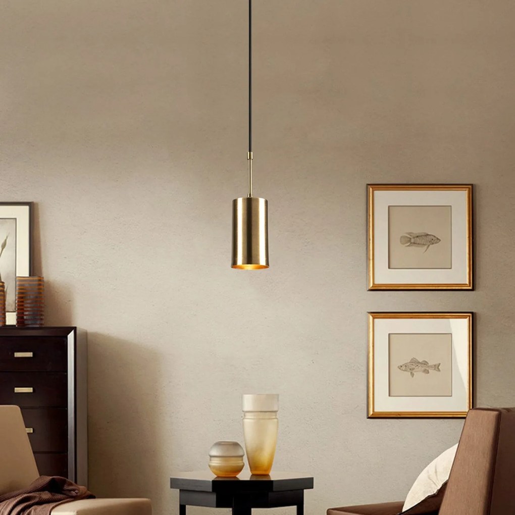 Candeeiro de Teto Kem – Dourado e Preto – 9 cm x 124 cm