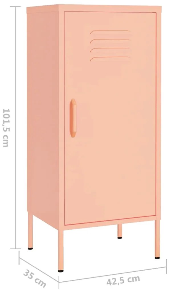 Armário de arrumação aço 42,5x35x101,5 cm rosa