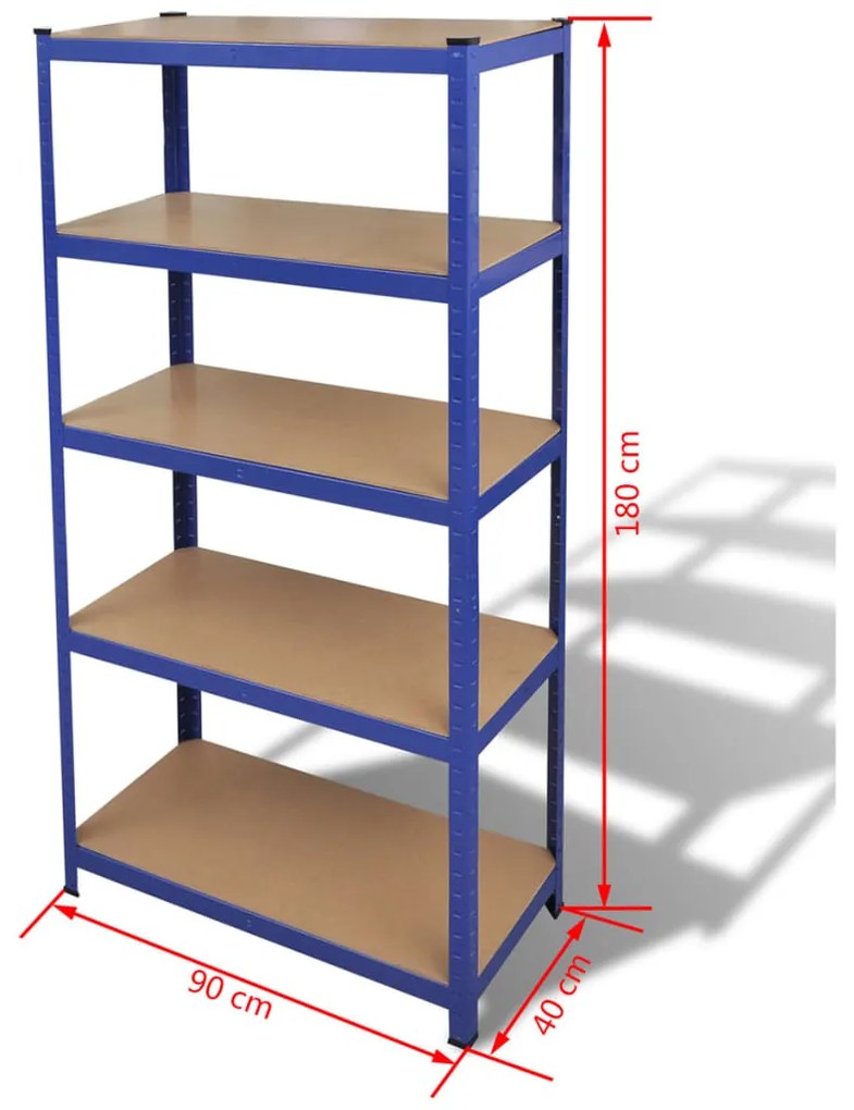 5-Layer Storage Shelf Blue Steel&amp;Madeira de engenharia