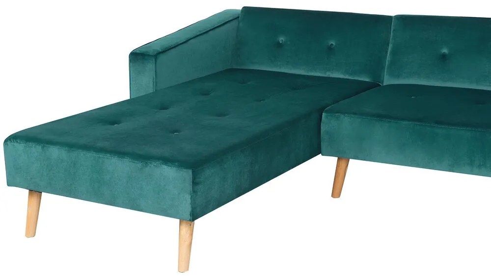 Sofá de canto em veludo verde versão direita VADSO Beliani