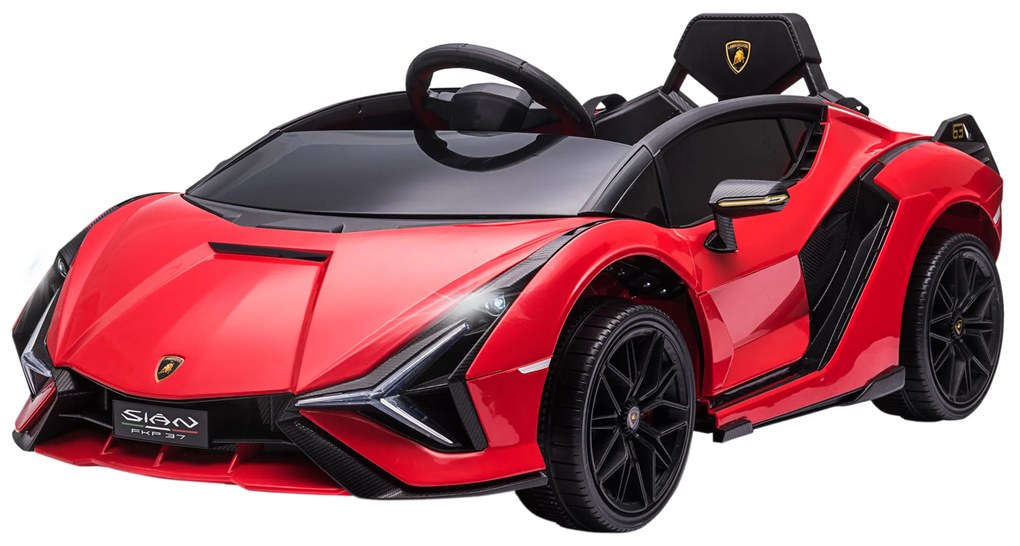 HOMCOM Carro Elétrico Lamborghini SIAN 12 V para Crianças de 3-5 Anos com Controle Remoto Abertura da Porta Música MP3 USB Vermelho | Aosom Portugal