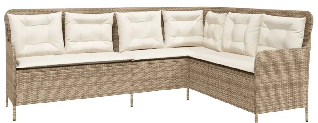 2 pcs conjunto de sofás p/ jardim com almofadões vime PE bege