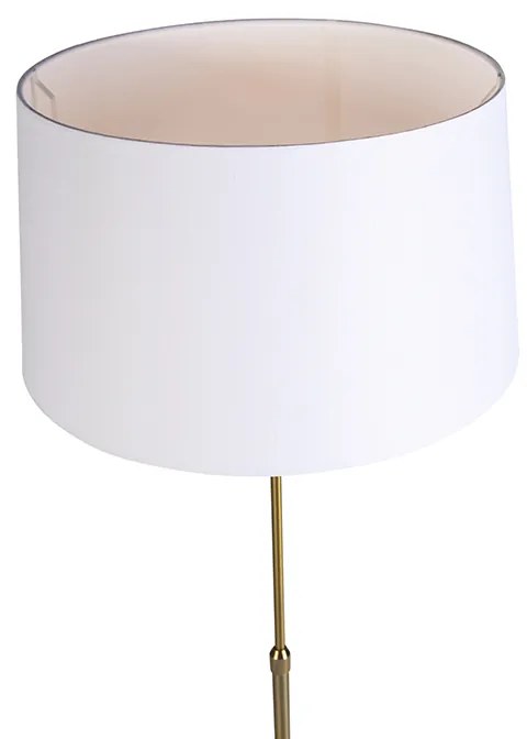 Candeeiro de pé bronze com abajur de linho branco 45 cm ajustável - Parte Country / Rústico