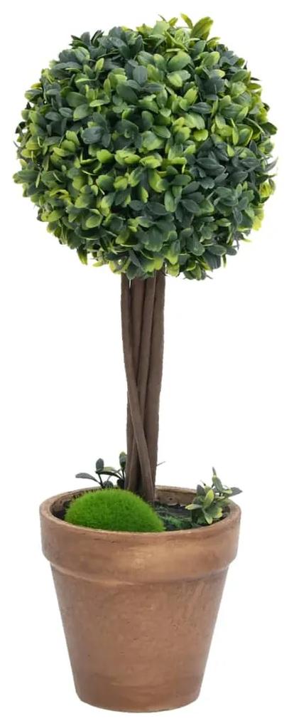 Plantas bolas de buxo artificiais c/ vasos 2 pcs 41 cm verde