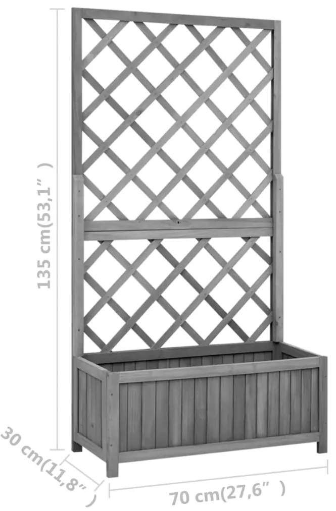 Vaso com treliça para jardim 70x30x135 cm abeto maciço preto
