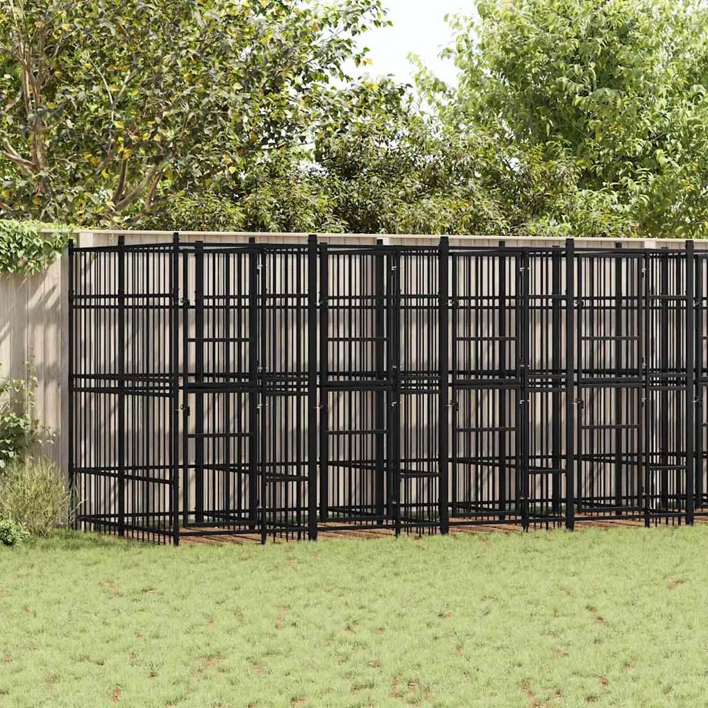 vidaXL Canil de exterior 14,75 m² aço