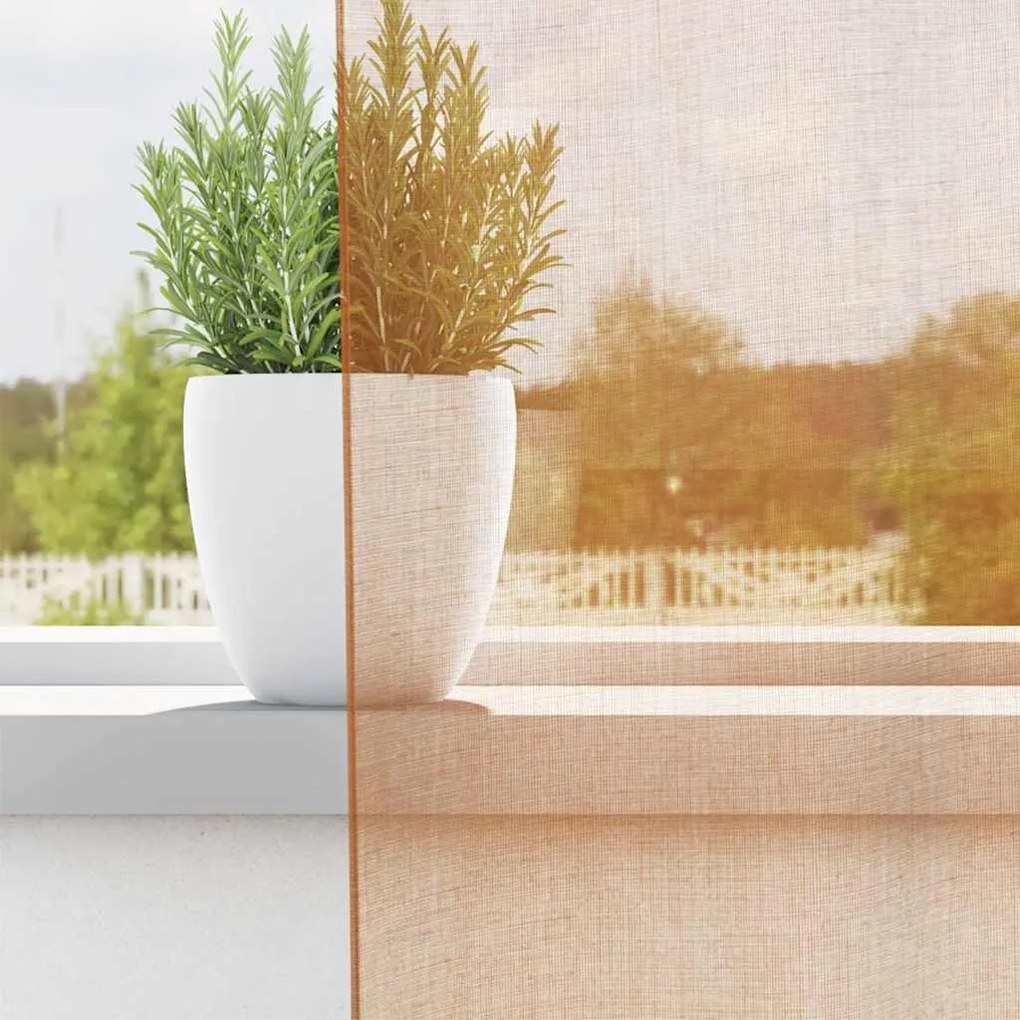 Cortinas de voile com ilhós 2 pcs terracota