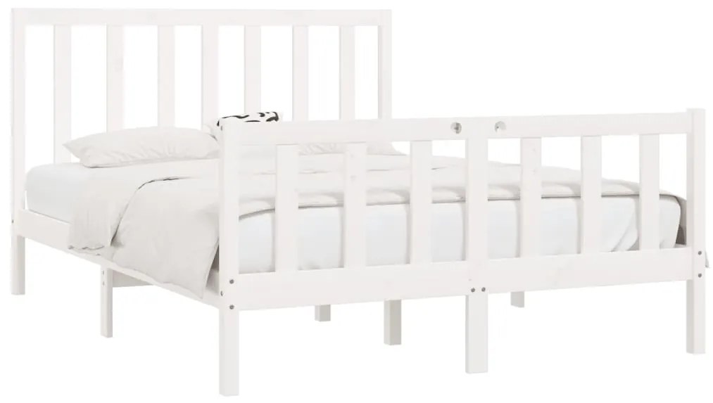 Estrutura cama pequena casal 120x190 cm pinho maciço branco