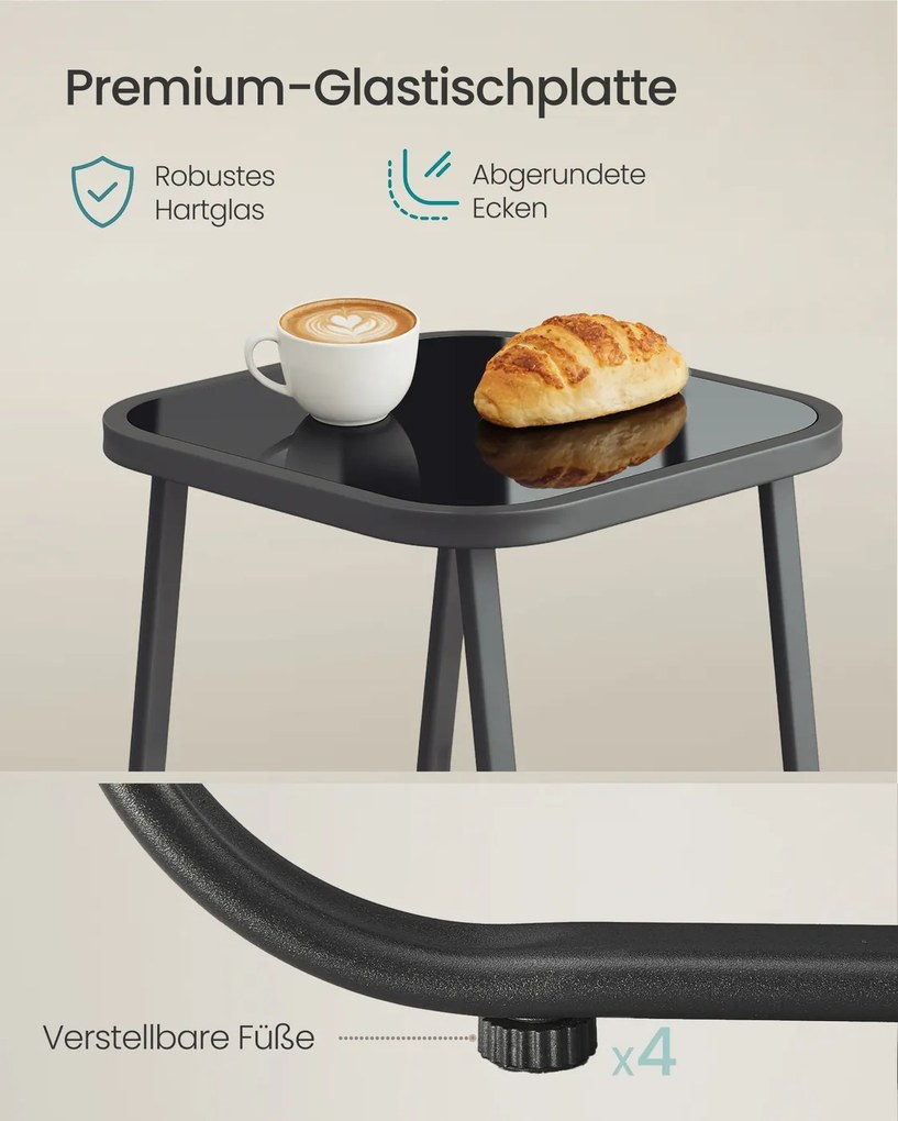 Conjunto de jardim: 2 cadeiras de baloiço com mesa, castanho-amarelado