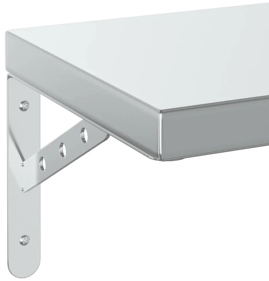 Prateleiras de parede 2pcs 100x23,5 cm aço inoxidável prateado