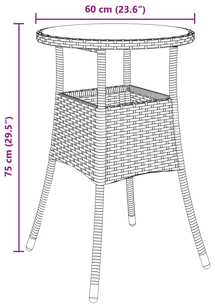 Conjunto de Jantar 5 Peças Jardim Castanho Polirattan