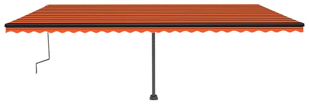 Toldo retrátil manual independente 600x350cm laranja e castanho