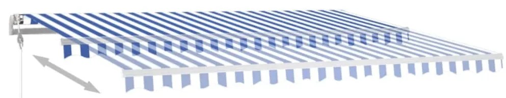 Toldo automático c/ LED e sensor de vento 450x350cm azul/branco