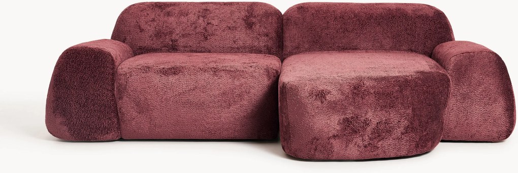 Sofá de canto modular em teddy-bouclé Wolke (3 lugares)