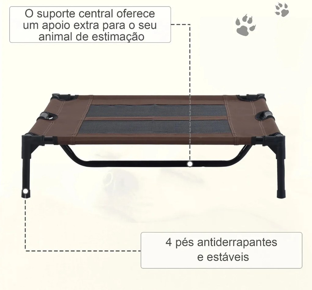 PawHut Cama Elevada para Cães Cama de Animais de Estimação com Malha T