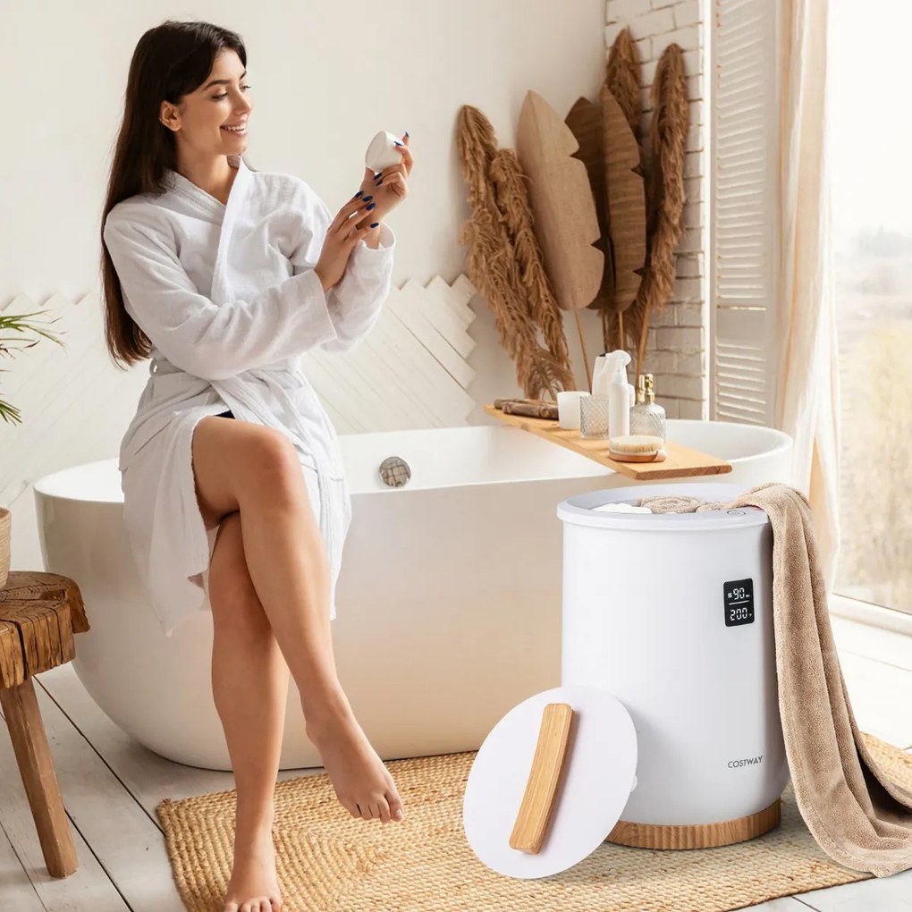 Aquecedor de toalhas 20L Cube Grande com visor LED, controle de 1 botão, temporizador e desligamento automático Aquecedor branco