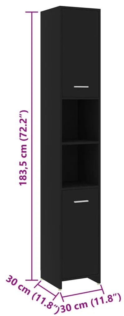 4 pcs conjunto de móveis de casa de banho contraplacado preto