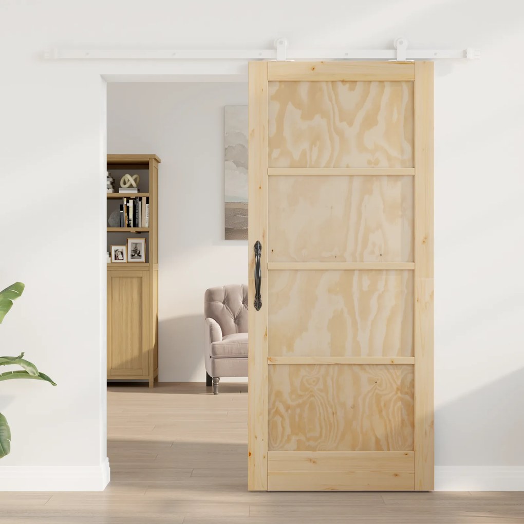 porta deslizante vidaXL com kit de acessórios "ORKDAL" Madeira de Pinh