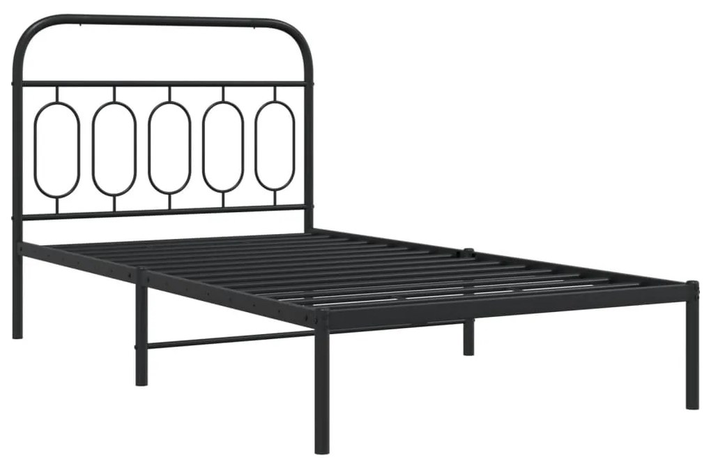 Estrutura de cama com cabeceira 100x190 cm metal preto
