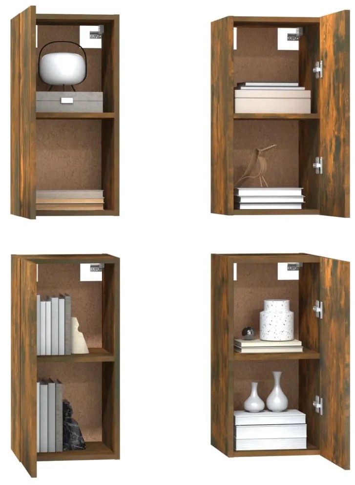 Móveis de TV 4 pcs 30,5x30x60 cm madeira cor carvalho fumado