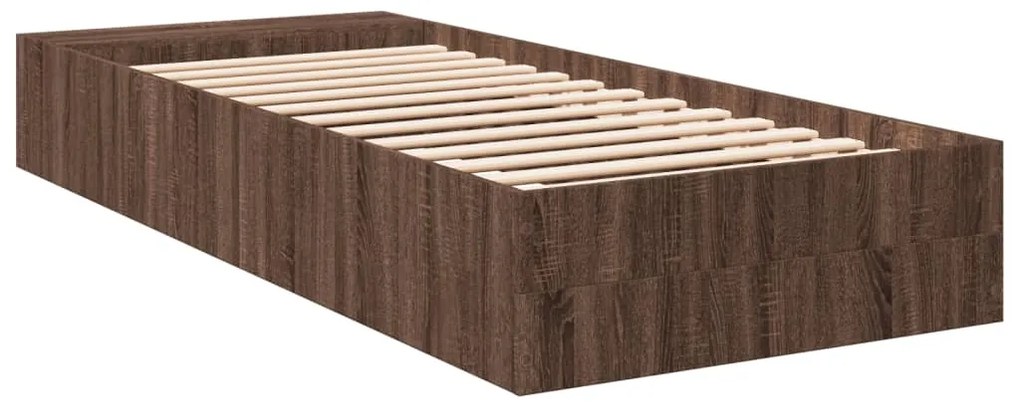 Estrutura de cama 90x190 cm derivados madeira carvalho castanho