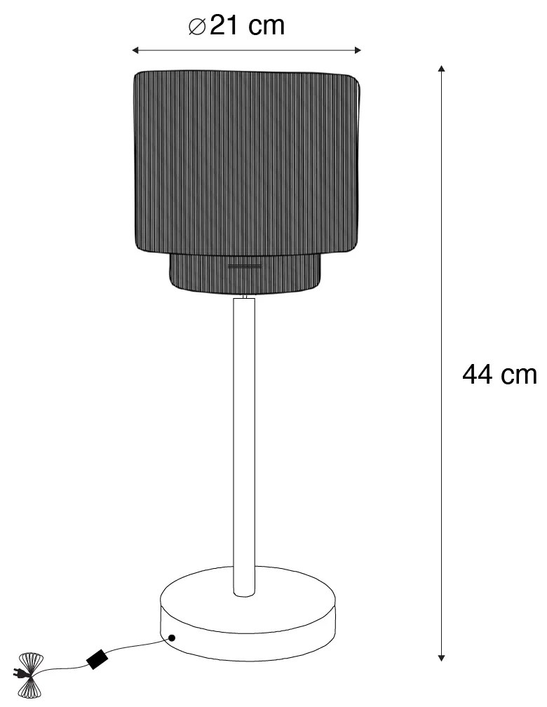 Candeeiro de mesa Japandi preto com corda castanha - Smilla