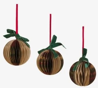 Pack De 3 Enfeites De Natal Em Papel Luvia Verde Azeitona Intenso - Sklum