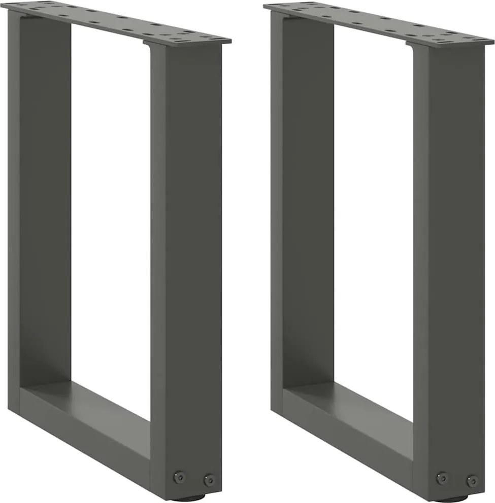 vidaXL Pés para mesa de centro em forma de U, 2 peças, antracite, 38x(42-43) cm, aço