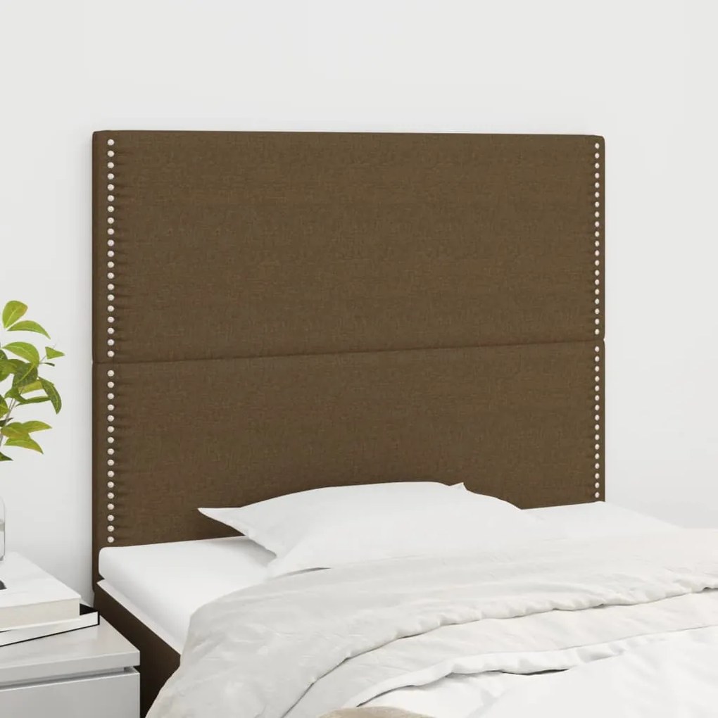 3116177 vidaXL Cabeceira de cama 2 pcs tecido 90x5x78/88 cm castanho