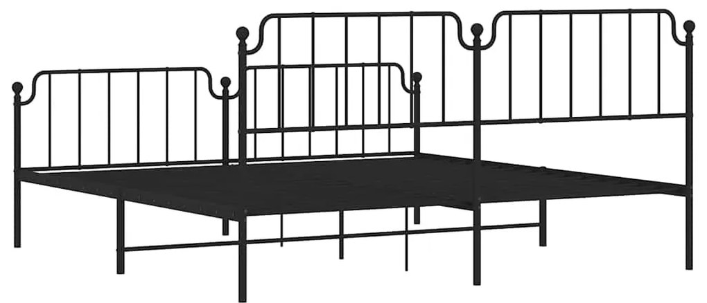 Estrutura de cama com cabeceira e pés 193x203 cm metal preto