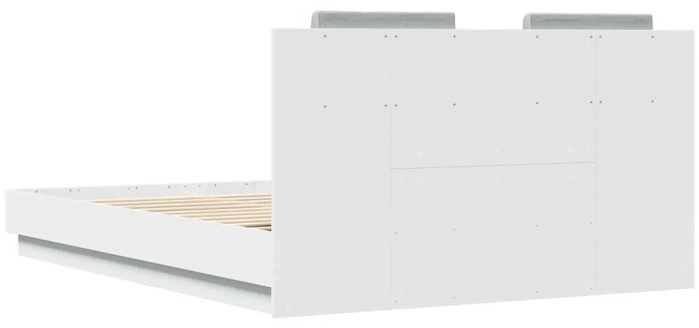 Estrutura de cama com cabeceira e luzes LED 120x200 cm branco
