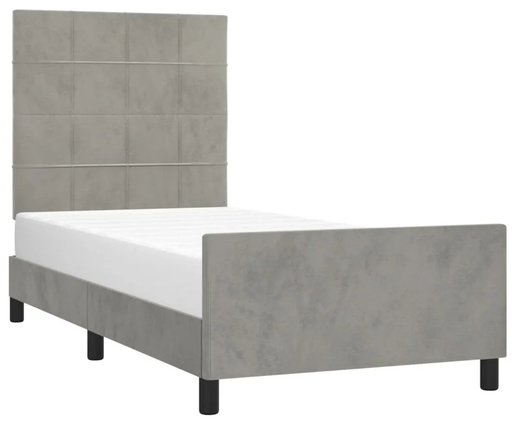 Estrutura de cama sem colchão 80x200 cm veludo cinzento-claro