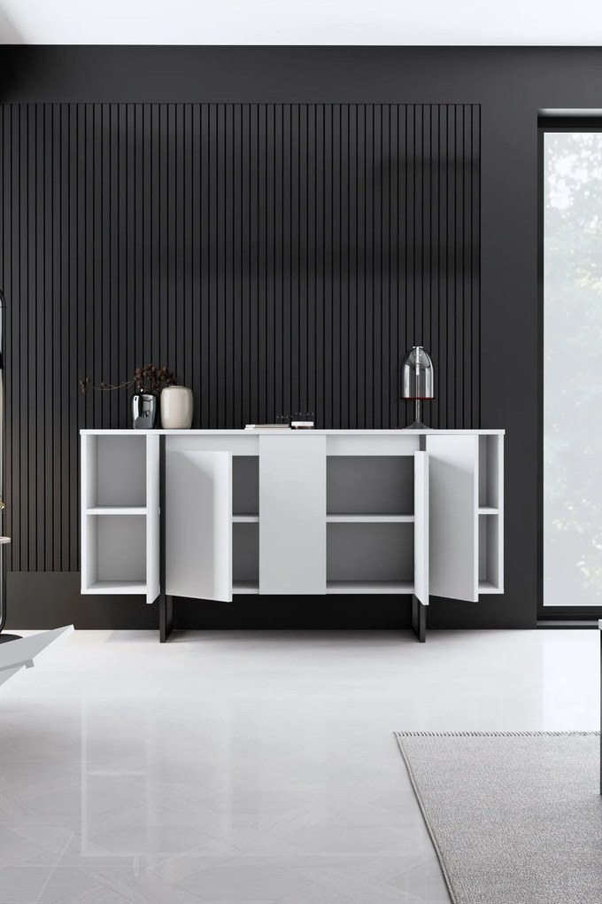 Console Luxe – Branco/Preto – 160 cm x 35 cm x 80 cm