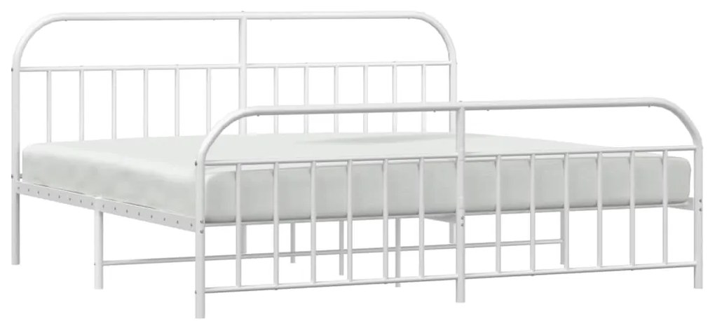 Estrutura de cama com cabeceira e pés 200x200 cm metal branco